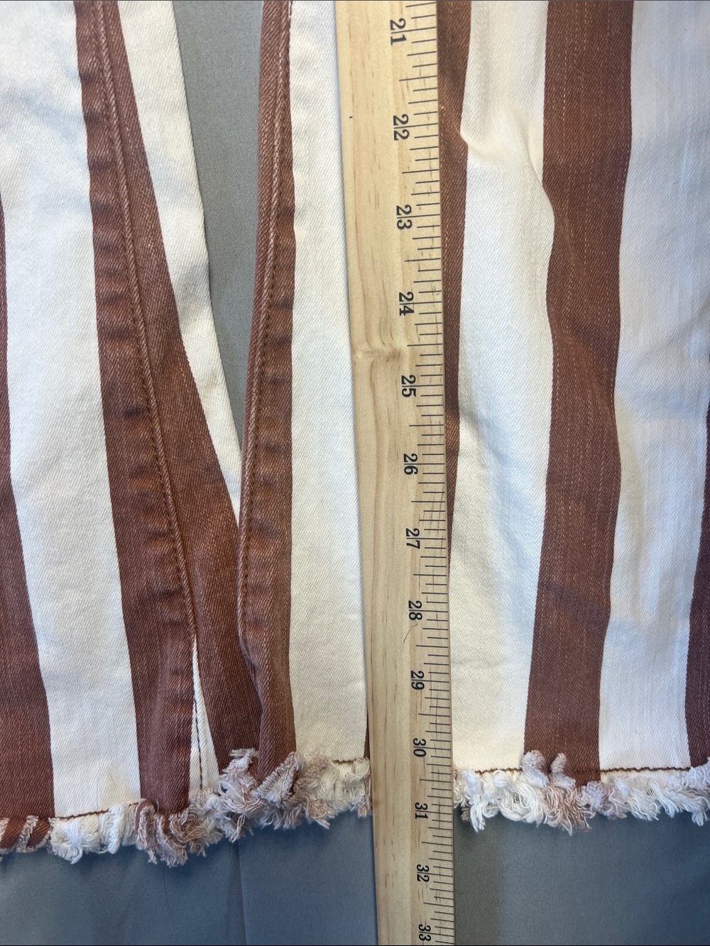 Saints &hearts Striped High-Waist Flare Jeans in Brown & White - Picture 7 of 8